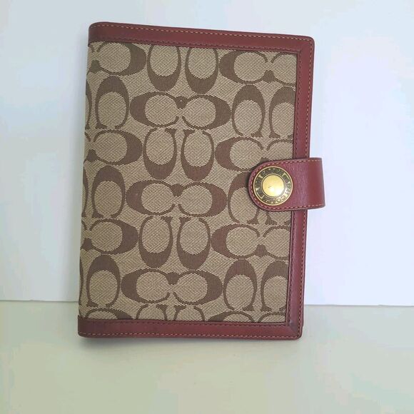 Coach Notebook Adress Book In Signature Red Cover Organizer Canvas Leather 8x6 - Picture 1 of 12